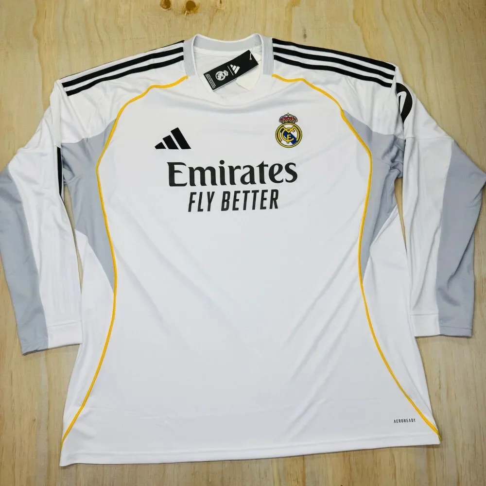 NEW Real Madrid 25/26 Adidas Long Sleeve SLIM Sz 2XL Home Soccer Jersey JN8884